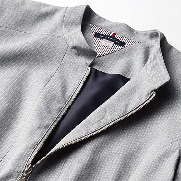 Tommy Hilfiger Women's Zip-Up Moto Jacket, Grey, 6 - Picture 9 of 9